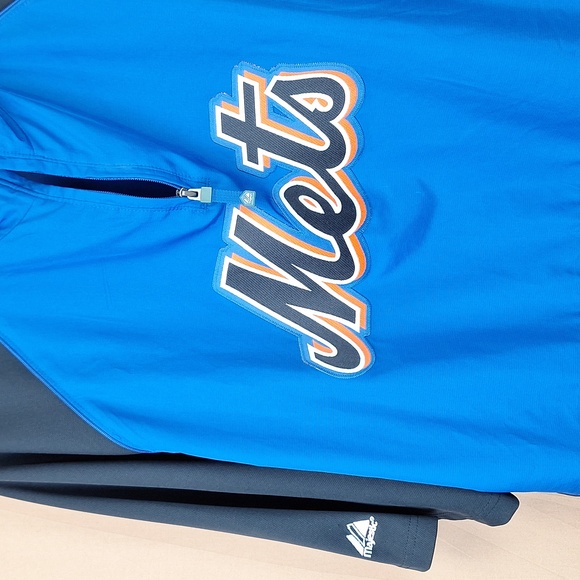 New York Mets Cool Base Blue Quarter Zip Jacket Removable Sleeves 3XL - Picture 7 of 11